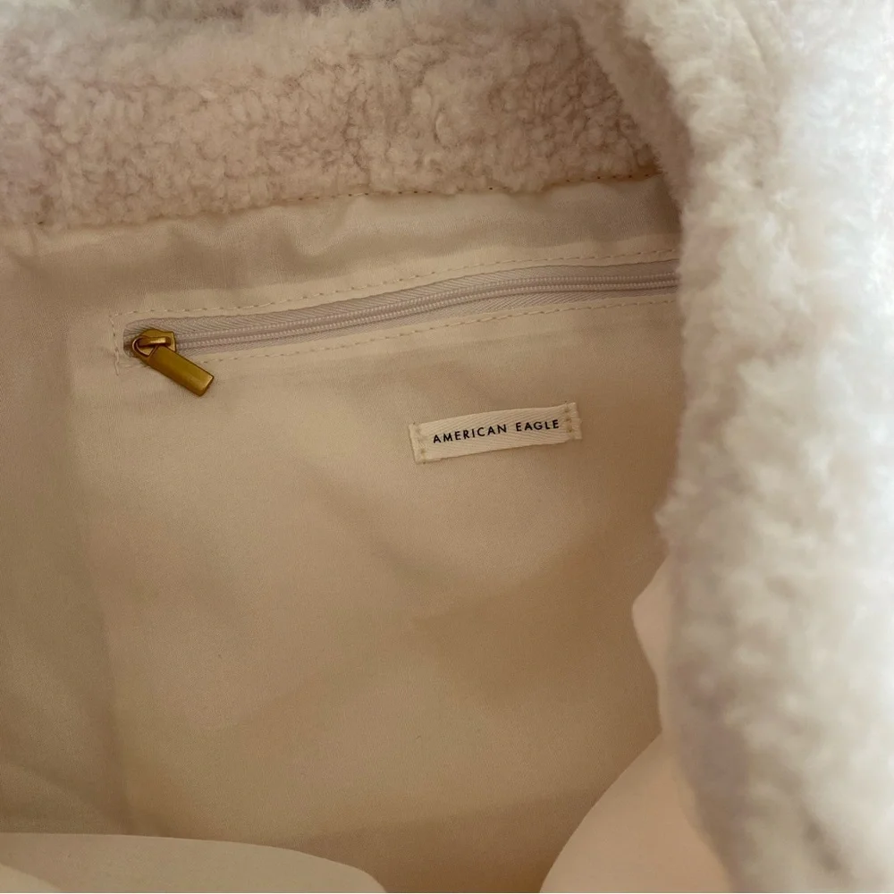 American Eagle Outfitters Cream Faux Shearling Hobo Bag